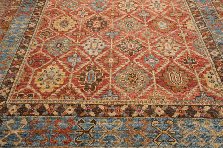 Celeste Rug Multi Sizes Hand Knotted Burnt Orange Wool Oriental Area Rug with Transitional Geometric Design