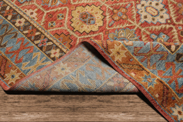 Celeste Rug Multi Sizes Hand Knotted Burnt Orange Wool Oriental Area Rug with Transitional Geometric Design