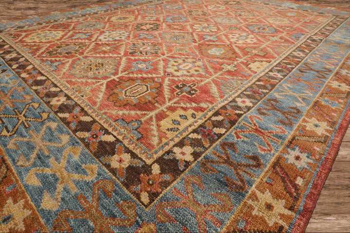 Celeste Rug Multi Sizes Hand Knotted Burnt Orange Wool Oriental Area Rug with Transitional Geometric Design