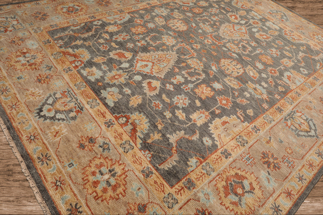 Celeste Rug Multi Sizes Hand Knotted Slate Wool Oriental Area Rug with Traditional Design