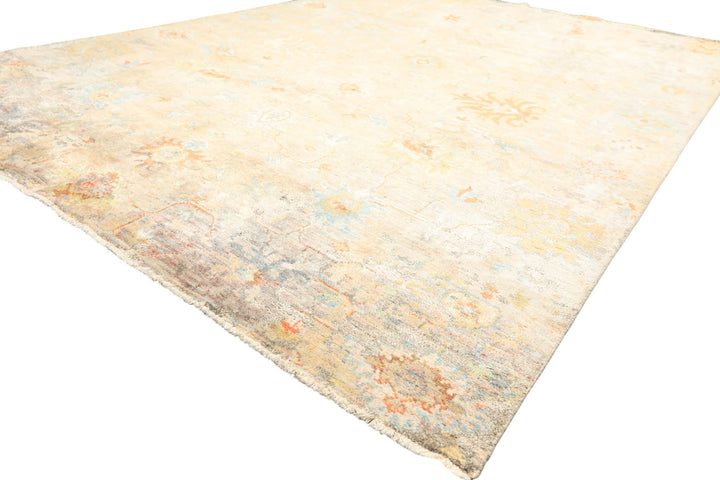 6x9 Beige, Aqua, Taupe Color Hand Knotted Sherpa Viscose Modern &amp; Contemporary Oriental Rug