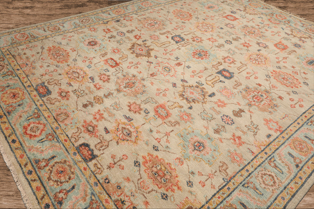 Celeste Rug Multi Sizes Hand Knotted Beige Wool Oriental Area Rug with Traditional Design