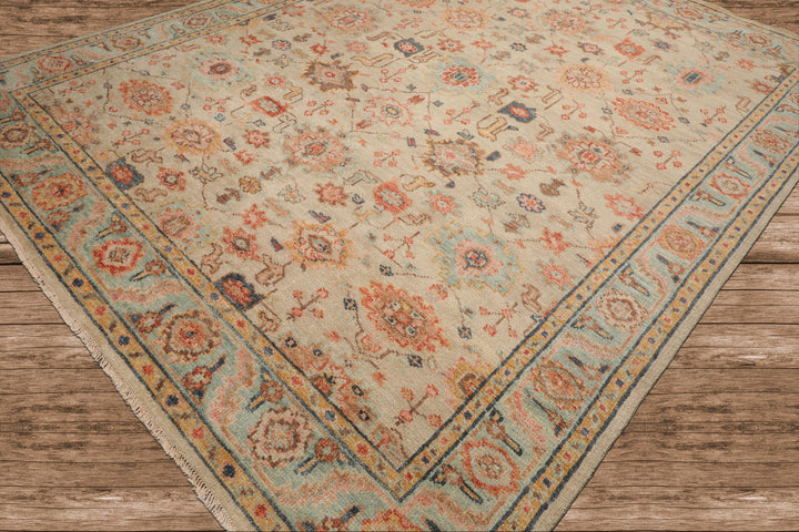 Celeste Rug Multi Sizes Hand Knotted Beige Wool Oriental Area Rug with Traditional Design