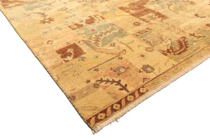 6x9 Beige, Gold, Brown Color Hand Knotted Oushak Wool Modern &amp; Contemporary Oriental Rug