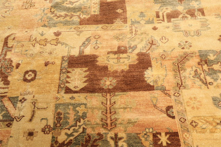 6x9 Beige, Gold, Brown Color Hand Knotted Oushak Wool Modern &amp; Contemporary Oriental Rug