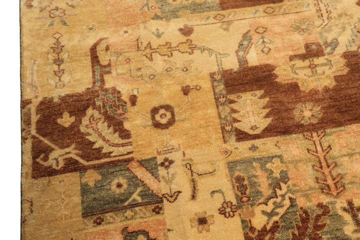 6x9 Beige, Gold, Brown Color Hand Knotted Oushak Wool Modern &amp; Contemporary Oriental Rug