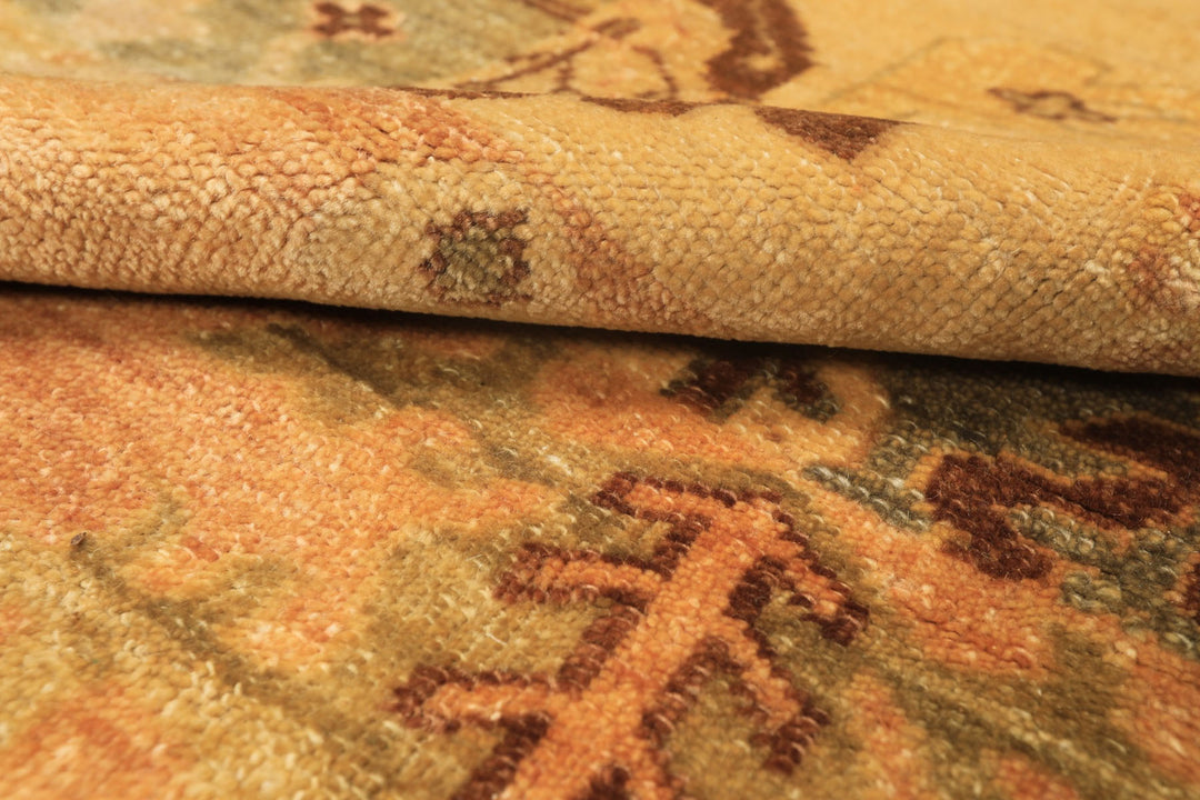6x9 Beige, Gold, Brown Color Hand Knotted Oushak Wool Modern &amp; Contemporary Oriental Rug