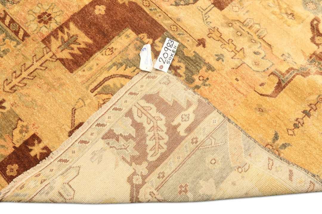 6x9 Beige, Gold, Brown Color Hand Knotted Oushak Wool Modern &amp; Contemporary Oriental Rug