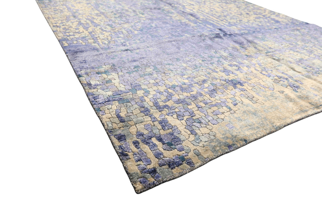 6x9 Lavender, Gray, Aqua Color Hand Knotted Sherpa Viscose Modern &amp; Contemporary Oriental Rug