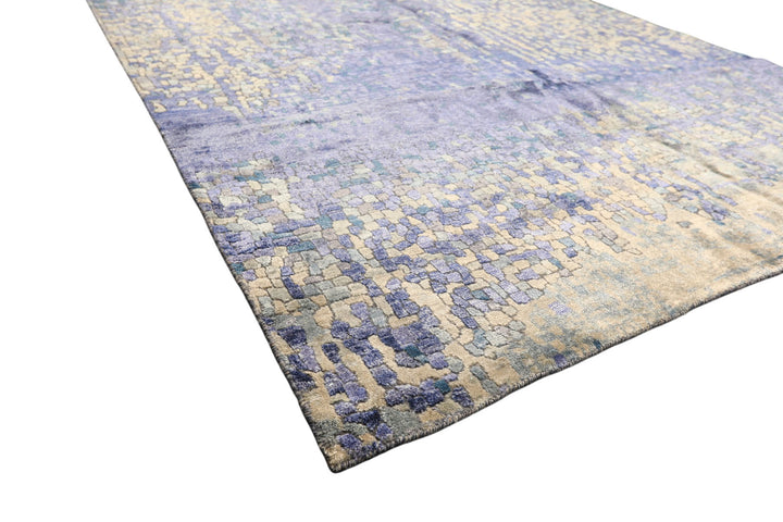 6x9 Lavender, Gray, Aqua Color Hand Knotted Sherpa Viscose Modern &amp; Contemporary Oriental Rug