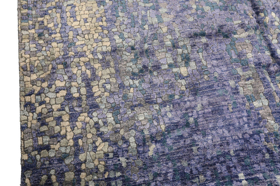 6x9 Lavender, Gray, Aqua Color Hand Knotted Sherpa Viscose Modern &amp; Contemporary Oriental Rug