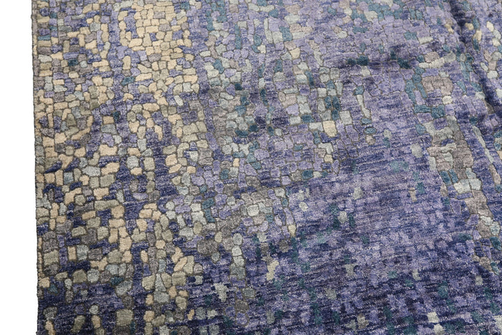 6x9 Lavender, Gray, Aqua Color Hand Knotted Sherpa Viscose Modern &amp; Contemporary Oriental Rug
