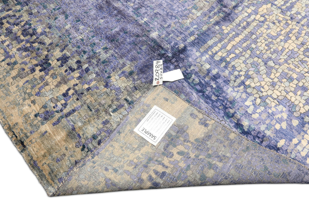 6x9 Lavender, Gray, Aqua Color Hand Knotted Sherpa Viscose Modern &amp; Contemporary Oriental Rug