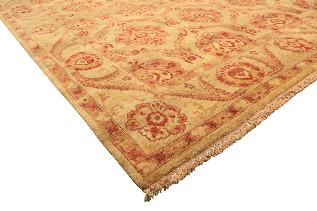 8x10 Gold, Rose, Rust Color Hand Knotted Oushak New Zealand Wool Transitional Oriental Rug