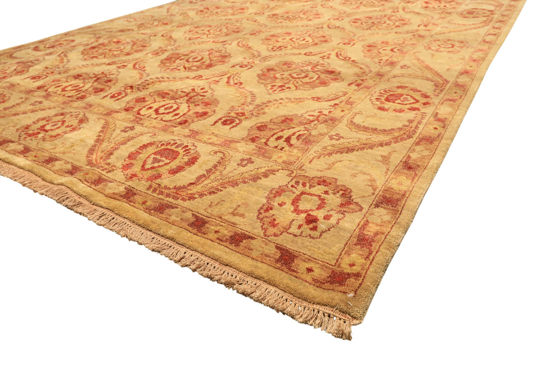 8x10 Gold, Rose, Rust Color Hand Knotted Oushak New Zealand Wool Transitional Oriental Rug
