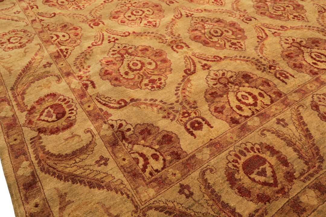 8x10 Gold, Rose, Rust Color Hand Knotted Oushak New Zealand Wool Transitional Oriental Rug