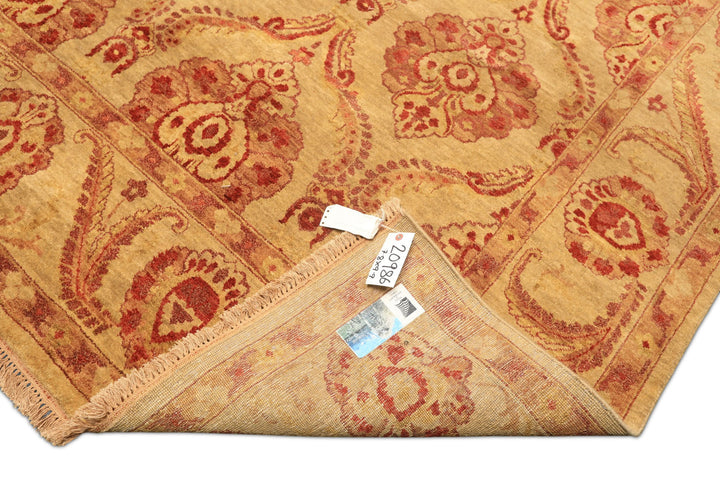 8x10 Gold, Rose, Rust Color Hand Knotted Oushak New Zealand Wool Transitional Oriental Rug