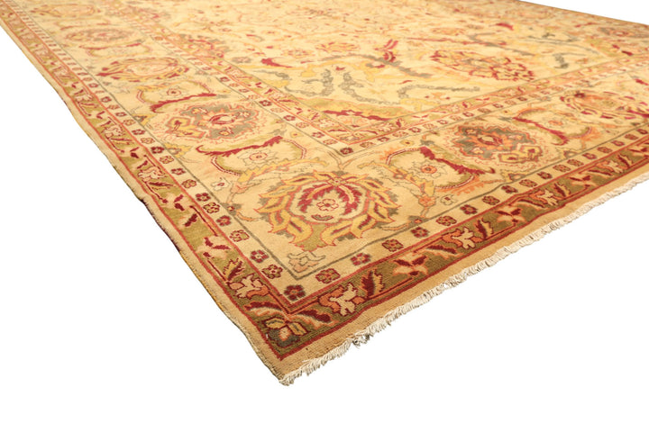 10x14 Beige, Lime, Peach Color Hand Knotted Oushak Wool Traditional Oriental Rug