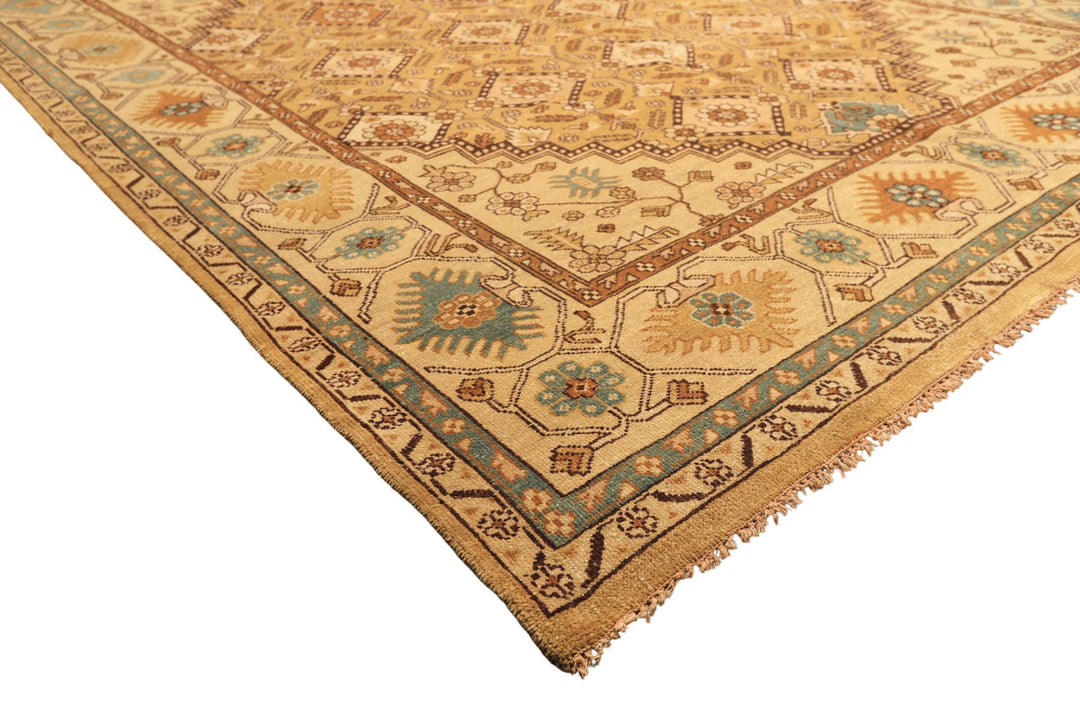 8x10 Caramel, Beige, Brown Color Hand Knotted Oushak Wool Transitional Oriental Rug