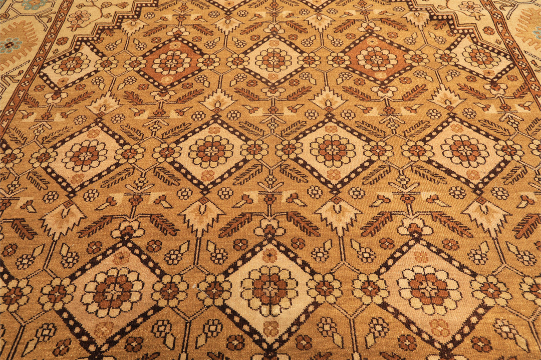 8x10 Caramel, Beige, Brown Color Hand Knotted Oushak Wool Transitional Oriental Rug