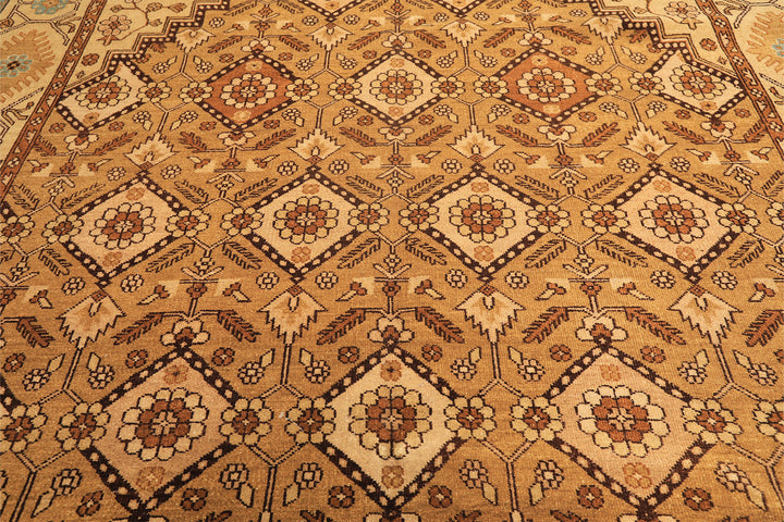 8x10 Caramel, Beige, Brown Color Hand Knotted Oushak Wool Transitional Oriental Rug