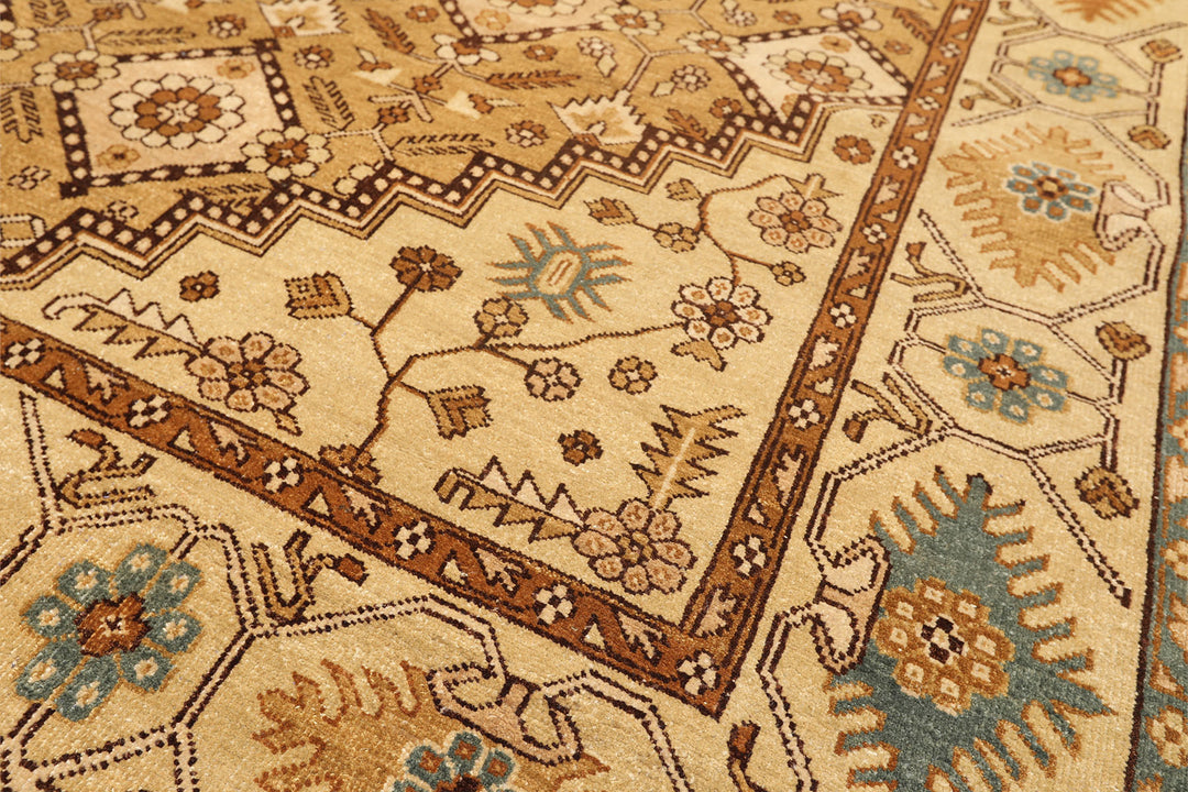 8x10 Caramel, Beige, Brown Color Hand Knotted Oushak Wool Transitional Oriental Rug