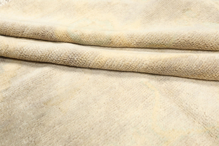 8x10 Taupe, Beige, Turquoise Color Hand Knotted Oushak New Zealand Wool Transitional Oriental Rug
