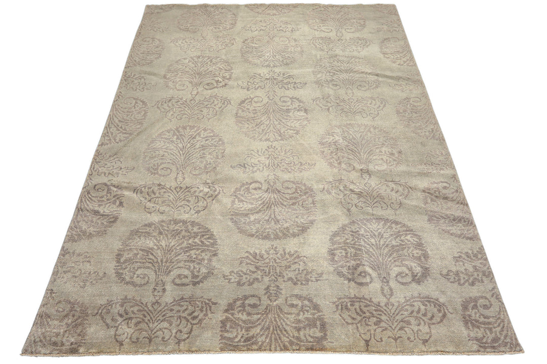 9x12 Gray, Taupe, Color Hand Knotted Oushak Wool Transitional Oriental Rug