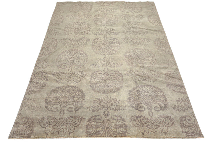 9x12 Gray, Taupe, Color Hand Knotted Oushak Wool Transitional Oriental Rug