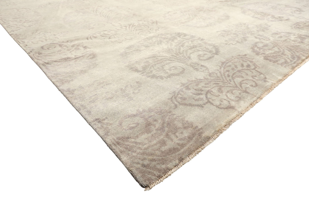 9x12 Gray, Taupe, Color Hand Knotted Oushak Wool Transitional Oriental Rug