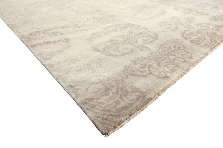 9x12 Gray, Taupe, Color Hand Knotted Oushak Wool Transitional Oriental Rug