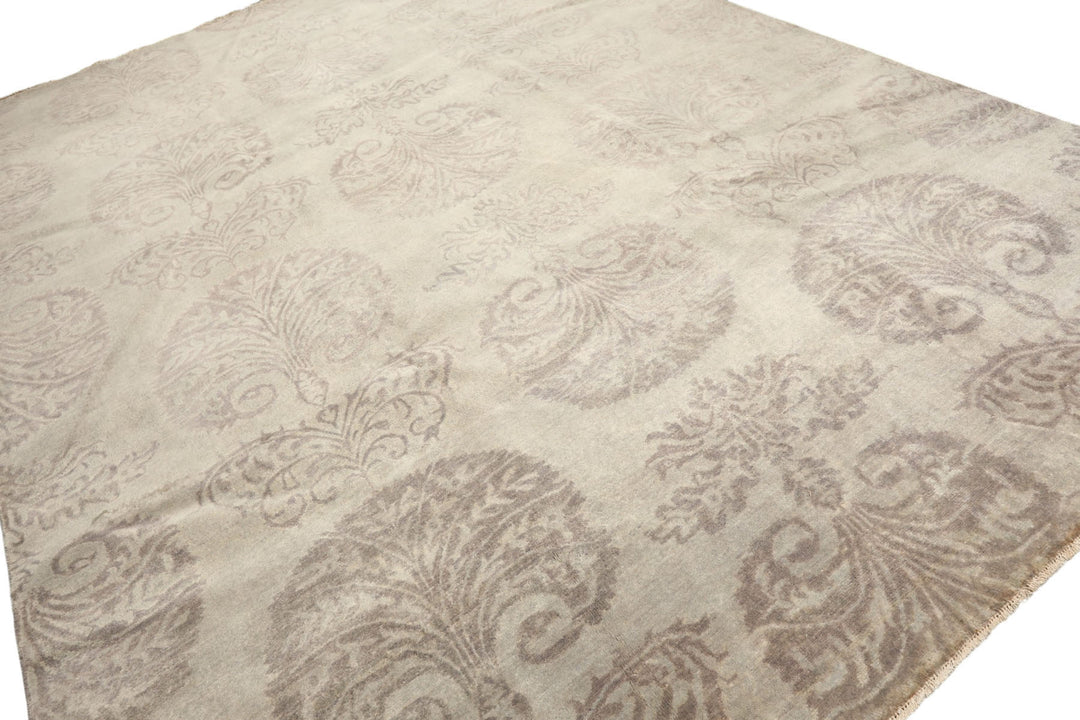 9x12 Gray, Taupe, Color Hand Knotted Oushak Wool Transitional Oriental Rug
