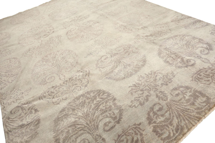 9x12 Gray, Taupe, Color Hand Knotted Oushak Wool Transitional Oriental Rug