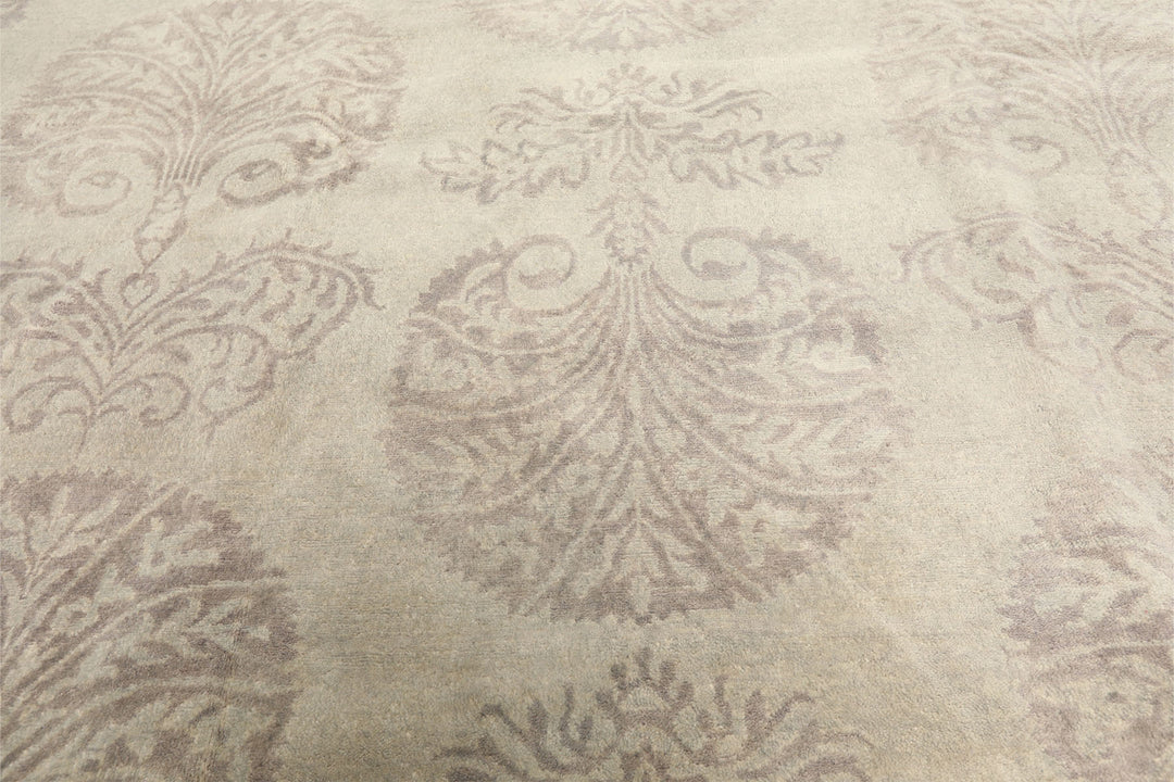 9x12 Gray, Taupe, Color Hand Knotted Oushak Wool Transitional Oriental Rug