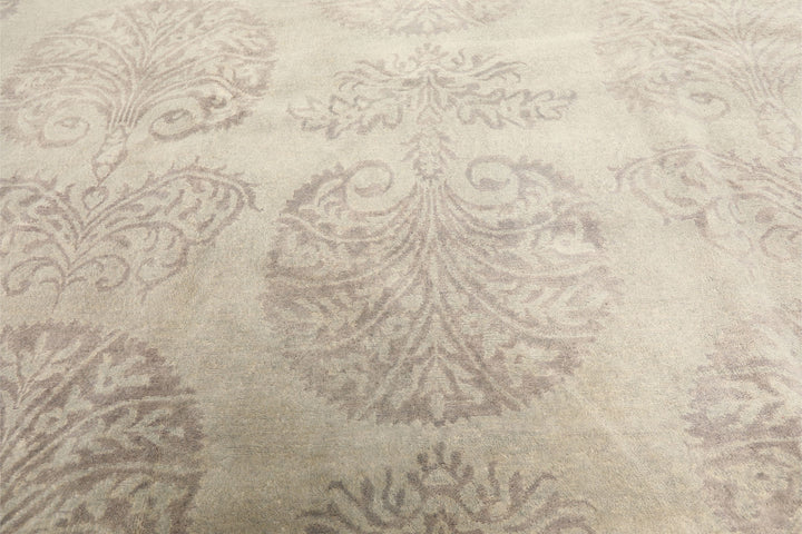 9x12 Gray, Taupe, Color Hand Knotted Oushak Wool Transitional Oriental Rug