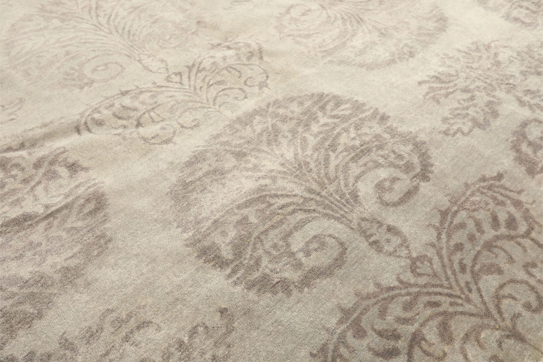 9x12 Gray, Taupe, Color Hand Knotted Oushak Wool Transitional Oriental Rug