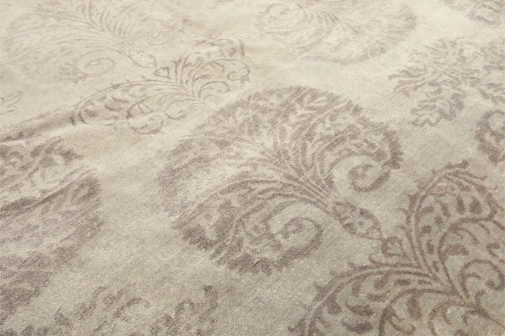 9x12 Gray, Taupe, Color Hand Knotted Oushak Wool Transitional Oriental Rug