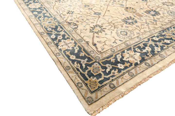 8x10 Beige, Slate, Gray Color Hand Knotted Oushak Wool Transitional Oriental Rug