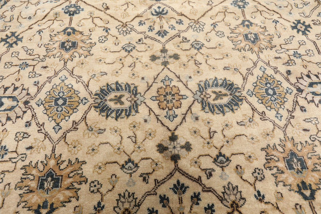 8x10 Beige, Slate, Gray Color Hand Knotted Oushak Wool Transitional Oriental Rug