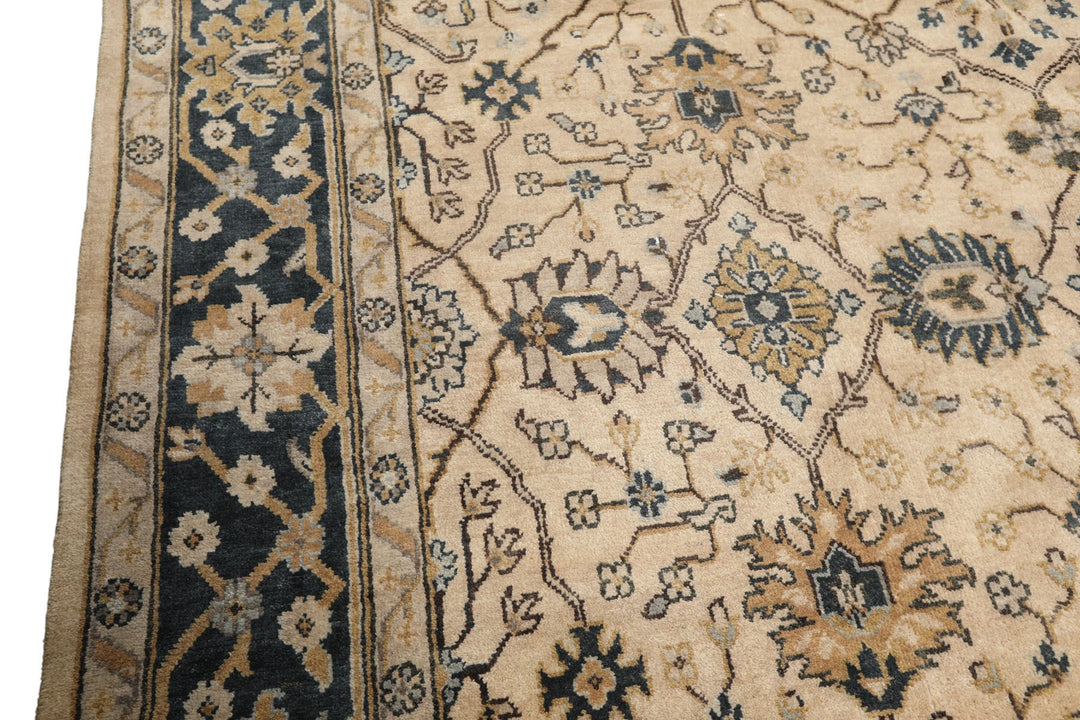 8x10 Beige, Slate, Gray Color Hand Knotted Oushak Wool Transitional Oriental Rug