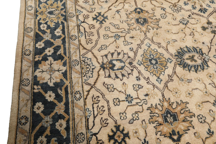 8x10 Beige, Slate, Gray Color Hand Knotted Oushak Wool Transitional Oriental Rug