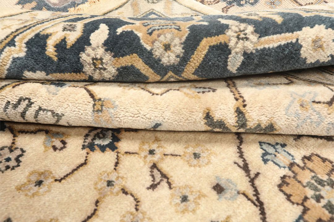 8x10 Beige, Slate, Gray Color Hand Knotted Oushak Wool Transitional Oriental Rug