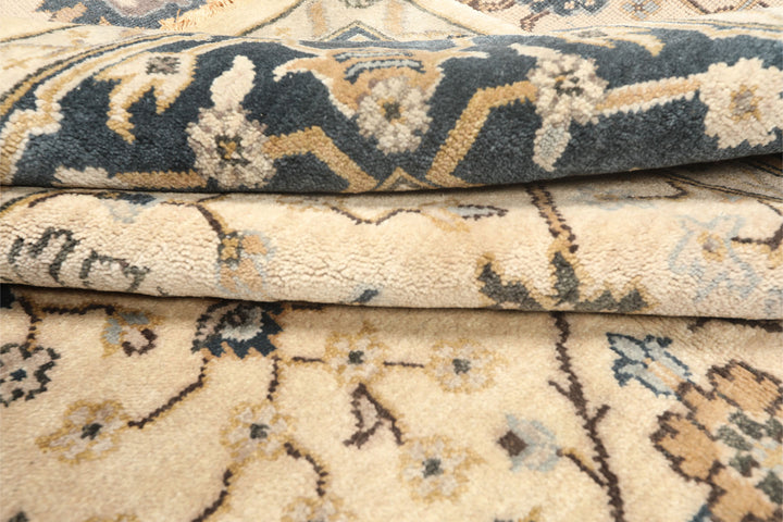 8x10 Beige, Slate, Gray Color Hand Knotted Oushak Wool Transitional Oriental Rug