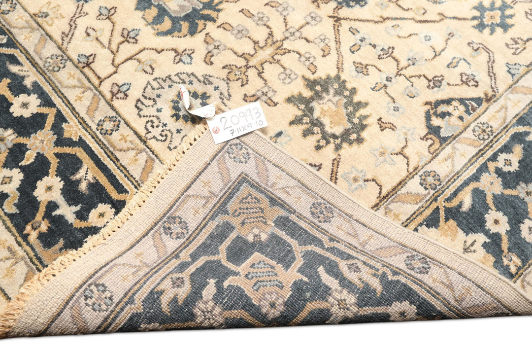 8x10 Beige, Slate, Gray Color Hand Knotted Oushak Wool Transitional Oriental Rug