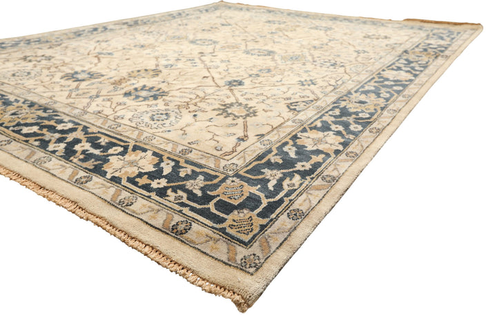 8x10 Beige, Slate, Gray Color Hand Knotted Oushak Wool Transitional Oriental Rug