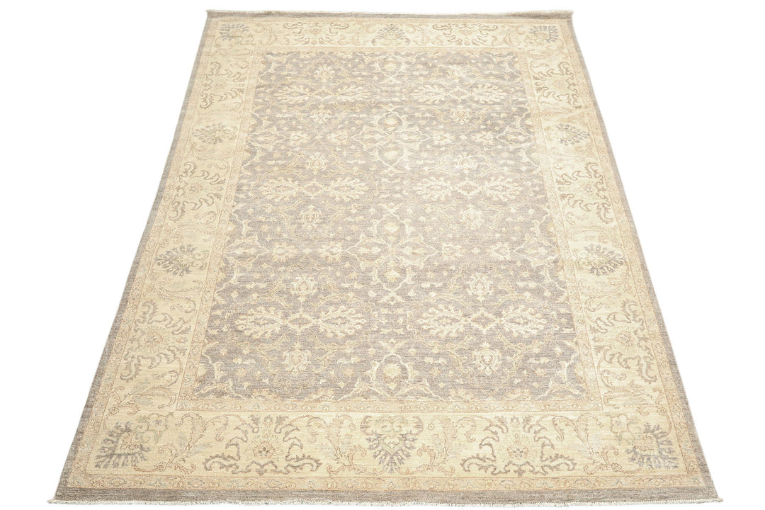 9x12 Taupe, Gray, Ivory Color Hand Knotted Peshawar Wool Transitional Oriental Rug