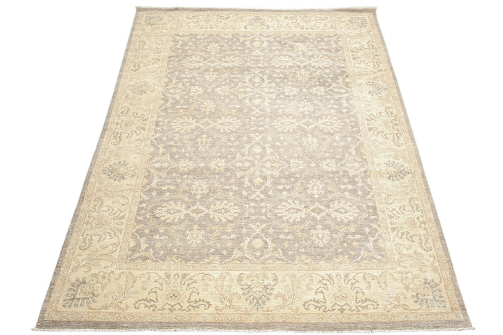9x12 Taupe, Gray, Ivory Color Hand Knotted Peshawar Wool Transitional Oriental Rug