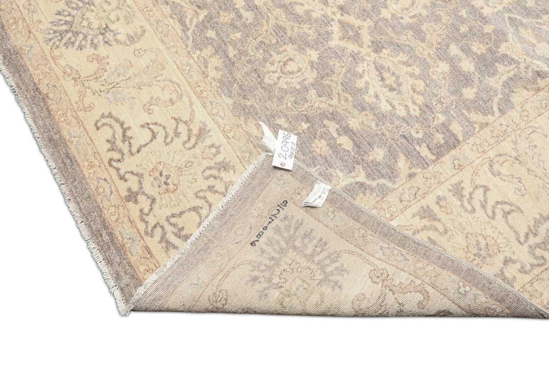 9x12 Taupe, Gray, Ivory Color Hand Knotted Peshawar Wool Transitional Oriental Rug