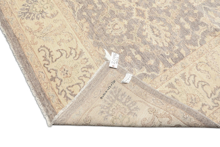 9x12 Taupe, Gray, Ivory Color Hand Knotted Peshawar Wool Transitional Oriental Rug