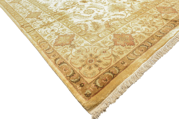 8x10 Beige, Rose, Mint Color Hand Knotted Oushak New Zealand Wool Transitional Oriental Rug